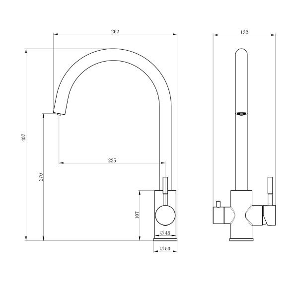 Кухонный смеситель с подключением к фильтру Oliveeka OL-458022-BG, золотой матовый