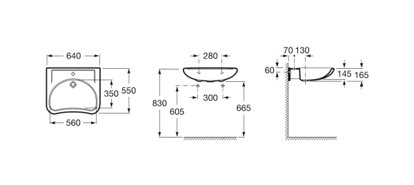 Раковина подвесная  (64х55) Roca Access   327230000 для людей с огр. возможностями