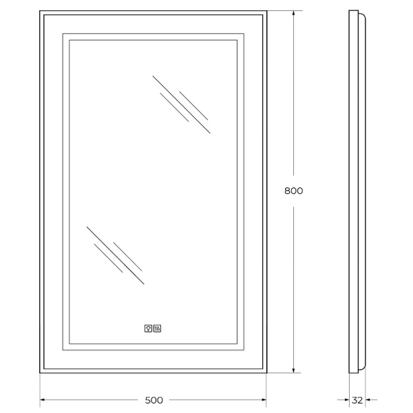Зеркало (50х80) BelBagno Kraft SPC-KRAFT-500-800-LED-TCH-WARM-NERO с подсветкой