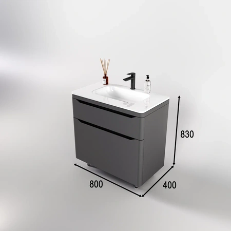 Тумба под раковину Style Line Марелла 80 Люкс Plus СС-00002403 серый матовый