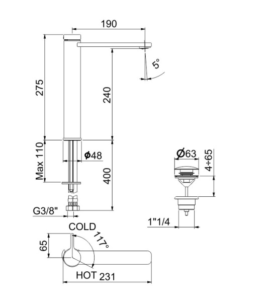 Смеситель для раковины Webert Coral CO830402015, хром Смеситель для раковины Webert Coral CO830402015, хром