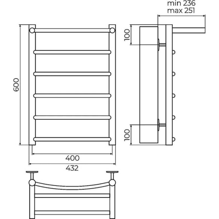 Полотенцесушитель водяной с полкой (40х60) П6 Terminus Классик 4670078556707