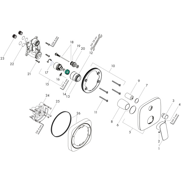 Смеситель для ванны встраиваемый Hansgrohe Logis 71405670 черный матовый