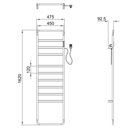 Полотенцесушитель электрический WONZON & WOGHAND DÜSSELDORF, черный матовый WW-A204-MB
