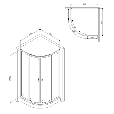 Душевой уголок (90х90) Am.Pm X-Joy Twin Slide W88G-205-090MT64