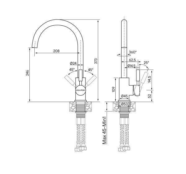 Смеситель для кухни Paulmark Holstein Ho212063-CR