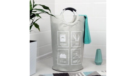 Корзина для белья FIXSEN LOFT STYLE с алюминиевыми ручками серая FX-1011