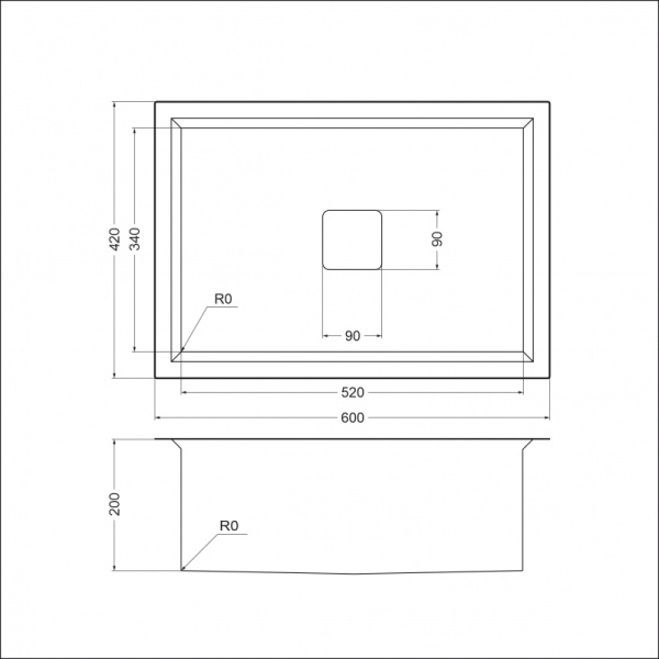 Кухонная мойка (60х42) EMAR EMB-129A PVD Nano Dark