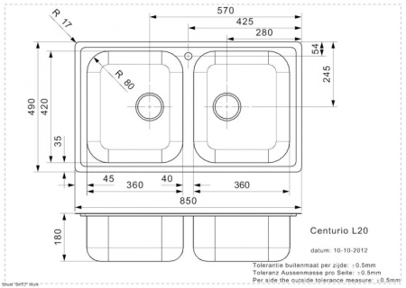 Мойка кухонная Reginox Centurio L20 43372