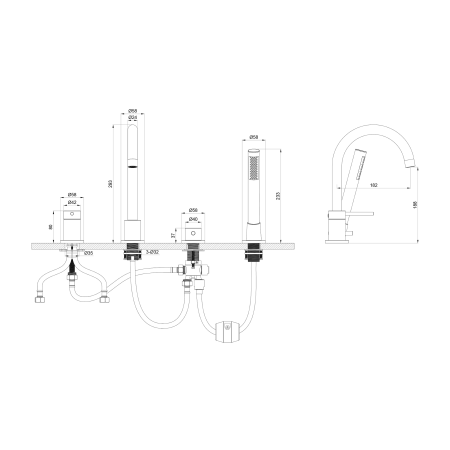 Смеситель на борт ванны Y , черный матовый