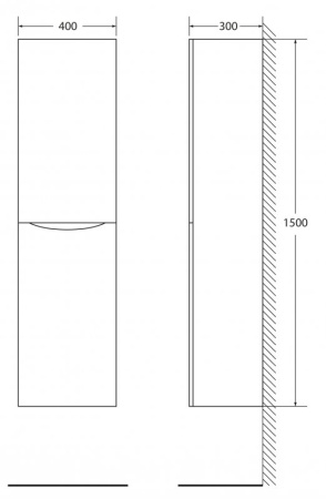 Пенал BelBagno Marino 40 FLY-MARINO-1500-2A-SC-RG-P-R