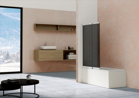 Душевая шторка на ванну VSB-1E100CGB  (100х145) матовый черный, стекло тонированное