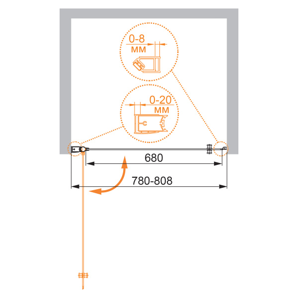 Душевая дверь (80х195) CEZARES ELENA ELENA-W-B-1-80-P-Cr-L