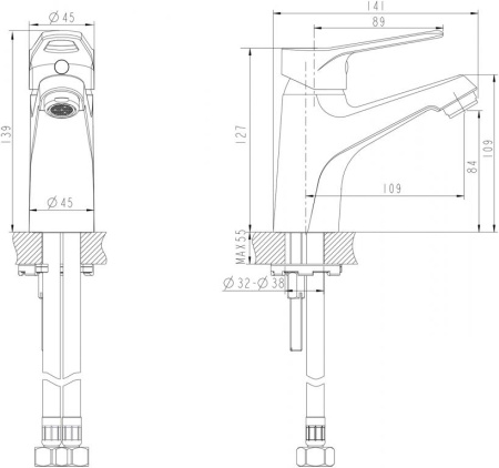 Смеситель для раковины Bravat Eco-D F193158C