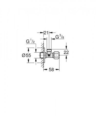 Угловой вентиль 1/2",хром,2204700M