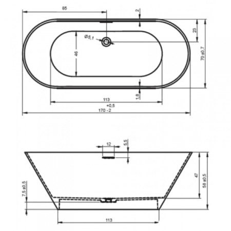 Ванна из искусственного камня Riho Barselona (170х70) B117001105