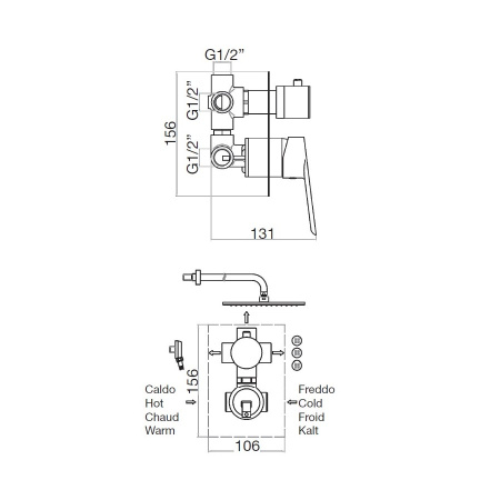 Смеситель для душа встраиваемый Webert Sax Evolution SE880601015, хром