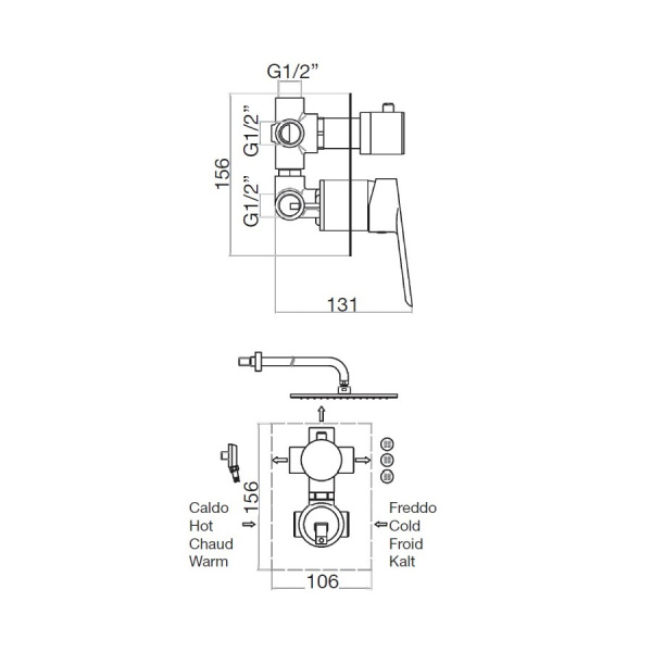 Смеситель для душа встраиваемый Webert Sax Evolution SE880601015, хром Смеситель для душа встраиваемый Webert Sax Evolution SE880601015, хром