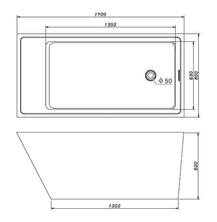 Акриловая ванна Gemy G9208 (170x80)