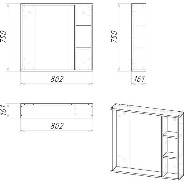 Зеркало (82х77) Grossman Флай 208001 универсальное дуб сонома