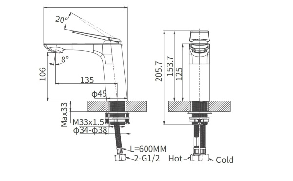 Смеситель для раковины Arrow AMP1145 хром Смеситель для раковины Arrow AMP1145 хром