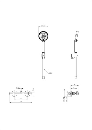 Смеситель для душа с термостатом WONZON & WOGHAND INN 5, брашированное золото WW-B1005-A-BG