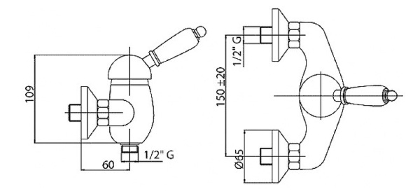 Смеситель для душа Cezares ELITE ELITE-DM-01-Bi хром