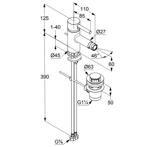 Смеситель для биде Kludi Bozz 385330576