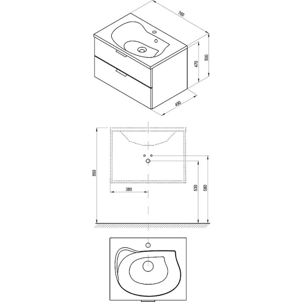 Тумба под раковину Ravak Rosa II 76 X000001495