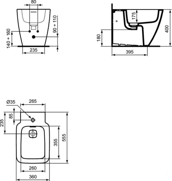 Биде напольное Ideal Standard Strada II T296901