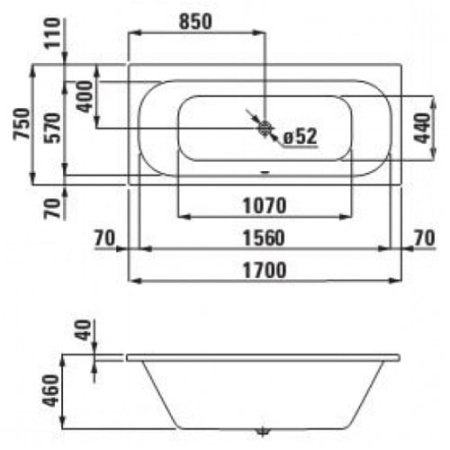 Ванна акриловая Laufen Solutions 2.2353.5.000.615.1