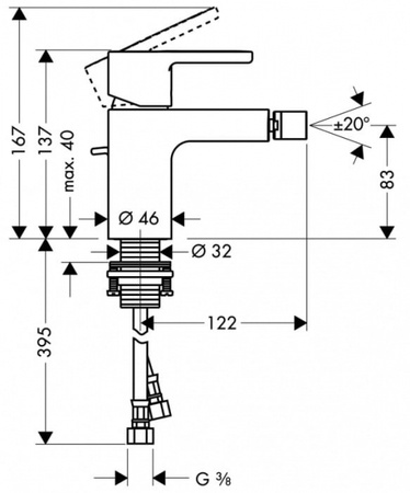 Смеситель для биде Hansgrohe Metropol S 14264000