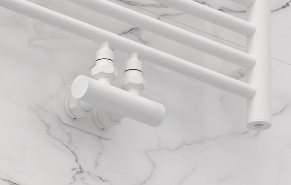 Вентиль Сунержа угловой EU50 (2 х G 1/2" НР х G 3/4" НГ) 30-1416-1234 белый матовый