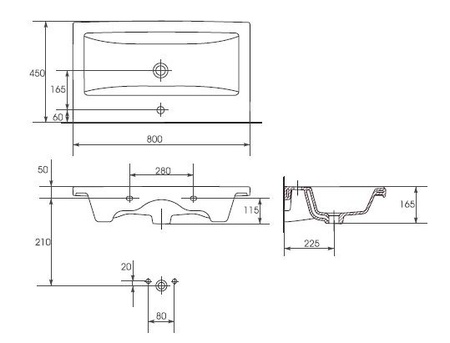 Раковина Style Line Cersanit COMO 80 ЛС-00000156