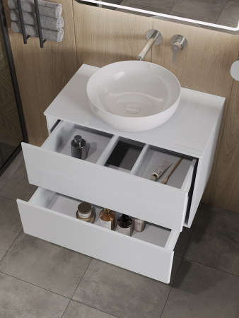 Тумба с раковиной подвесная 75 см, Orange Otto Ot-75TuMDF+B07-420W белый глянец