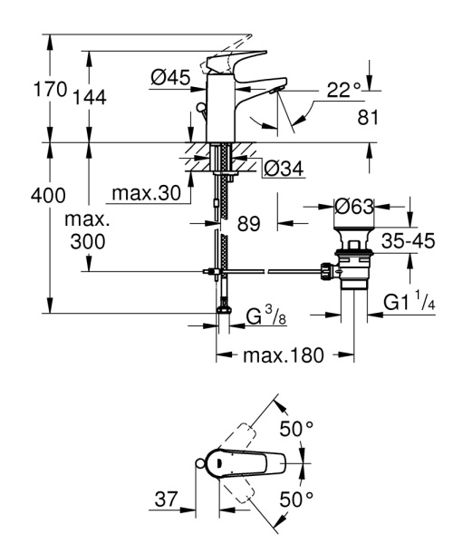 Смеситель однорычажный для раковины Grohe BauFlow 23751 000 (23751000) хром