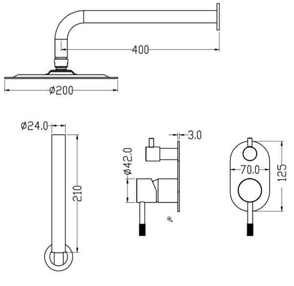 Душевой комплект Boheme Uno 464-2-WG Душевой комплект Boheme Uno 464-2-WG