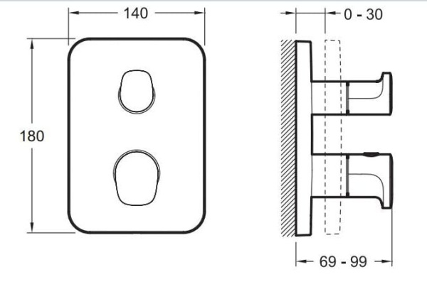 Смеситель для душа Jacob Delafon Modulo Hybrid E98726-CP=E75385-CP