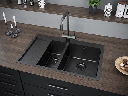 Кухонная мойка Paulmark Union PM537851-GMR вороненая сталь правая