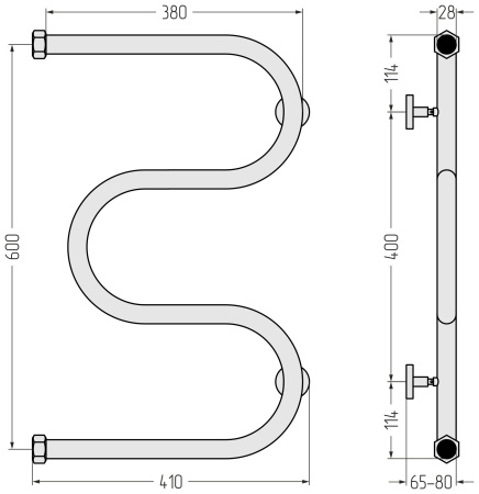 Полотенцесушитель водяной М-образный (60х40) Сунержа 00-0007-6040