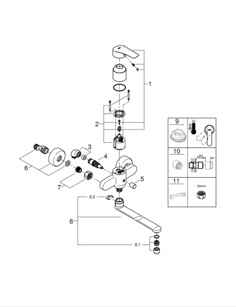 Смеситель для ванны Grohe Eurosmart New 23992 003 (23992003) хром