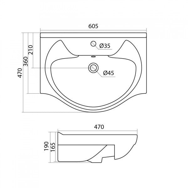 Раковина встраиваемая Onika Байкал 60 1WH109652