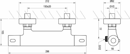 Смеситель для душа Ravak Termo 300 TE 033.00/150 X070096