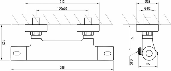 Смеситель для душа Ravak Termo 300 TE 033.00/150 X070096