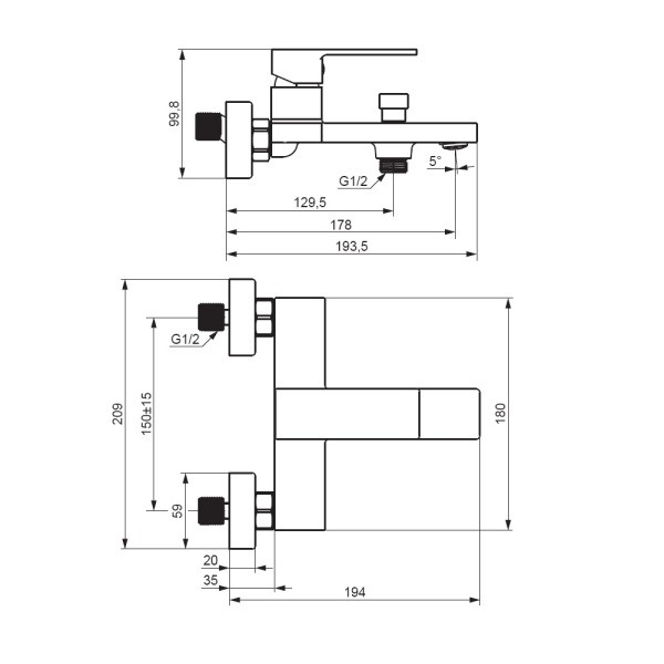 Смеситель для ванны Damixa Gala 531000000