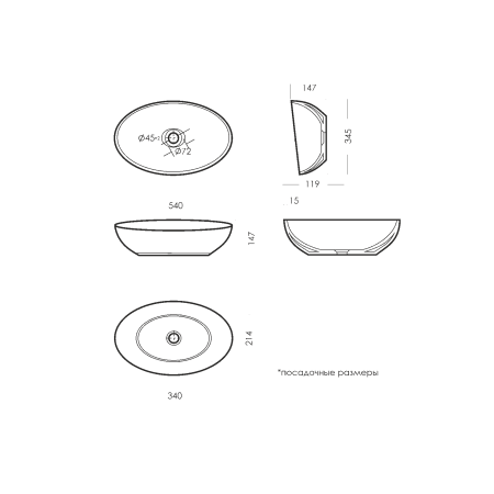 Раковина Sanita Luxe Ringo Cut (53Х34) RNGSLWB01C