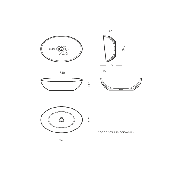 Раковина Sanita Luxe Ringo Cut (53Х34) RNGSLWB01C