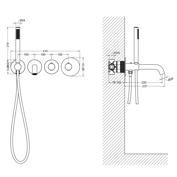 Смеситель термостатический для ванны Timo Saona 2324/03YSM Смеситель термостатический для ванны Timo Saona 2324/03YSM