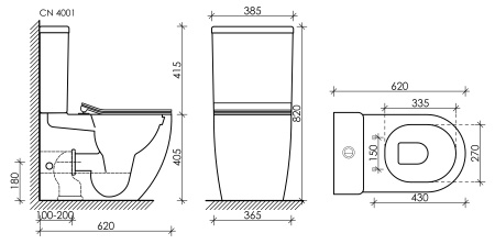 Напольный пристенный унитаз Ceramica Nova Metropol Tornado CN4001T