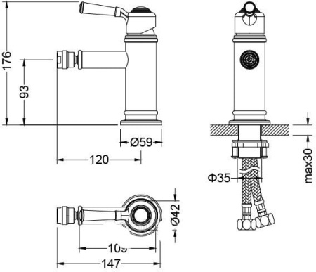 Смеситель для биде Timo Arisa 5312/02F antique